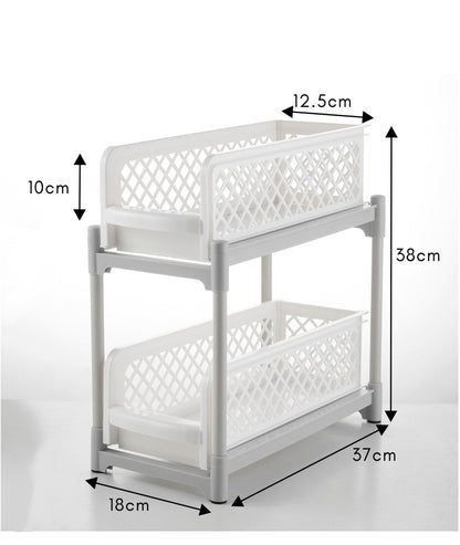 2 organizadores de cestas para gabinete de cocina, cajones de  almacenamiento de plástico deslizables, debajo del fregadero, organizador  de gabinete, cajón deslizante para cocina, baño debajo del fregadero  (blanco) brillar Electrónica